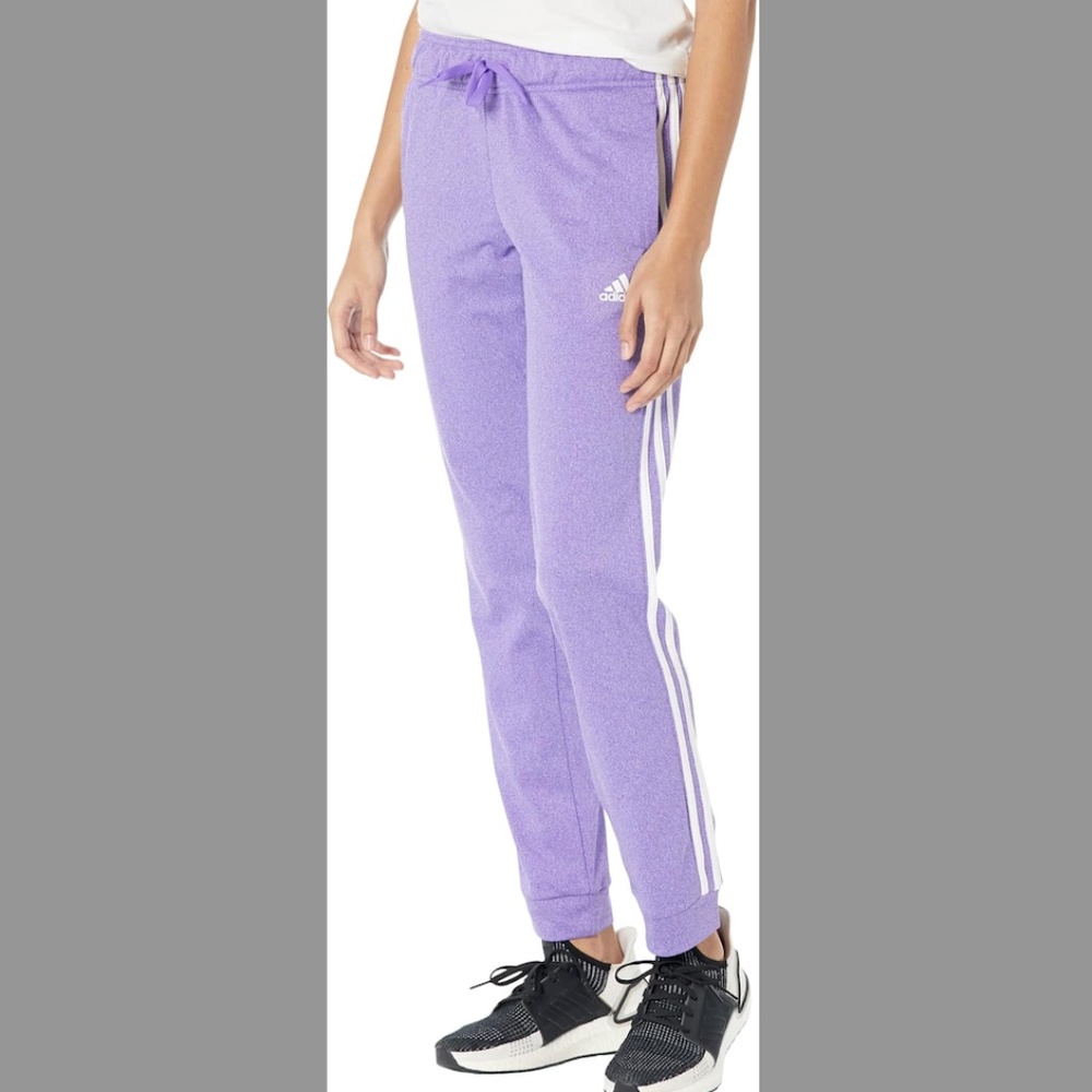 Adidas Women's Purple & White Warm-up Tapered 3-Stripes Track Pants, size Medium
